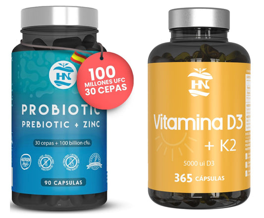 Pack Vitamina D+k2 365 Caps Y Probióticos Y Prebióticos 90 Caps, 30 Cepas_0