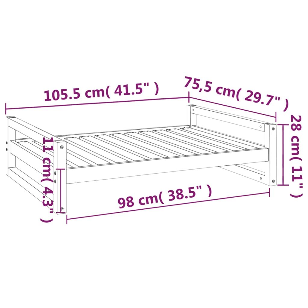 Vidaxl Cama Para Perros Madera Maciza De Pino Gris 105,5x75,5x28 Cm_2