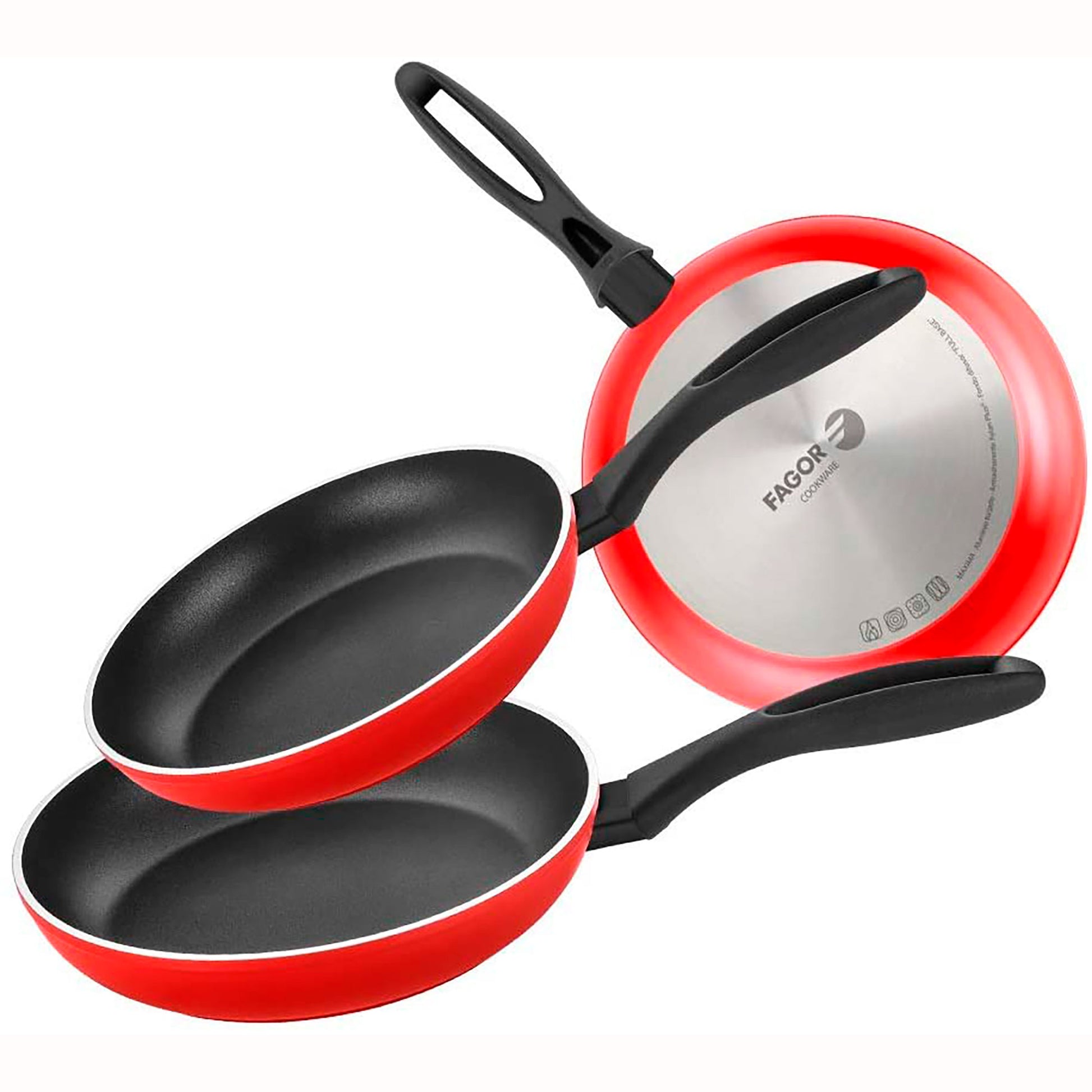 Set 3 Sartenes 20-24-28 Cm Inducción, Aluminio Forjado, Antiadherente Xylan Ecológico Sin Pfoa Fagor Maxima Rojo_0