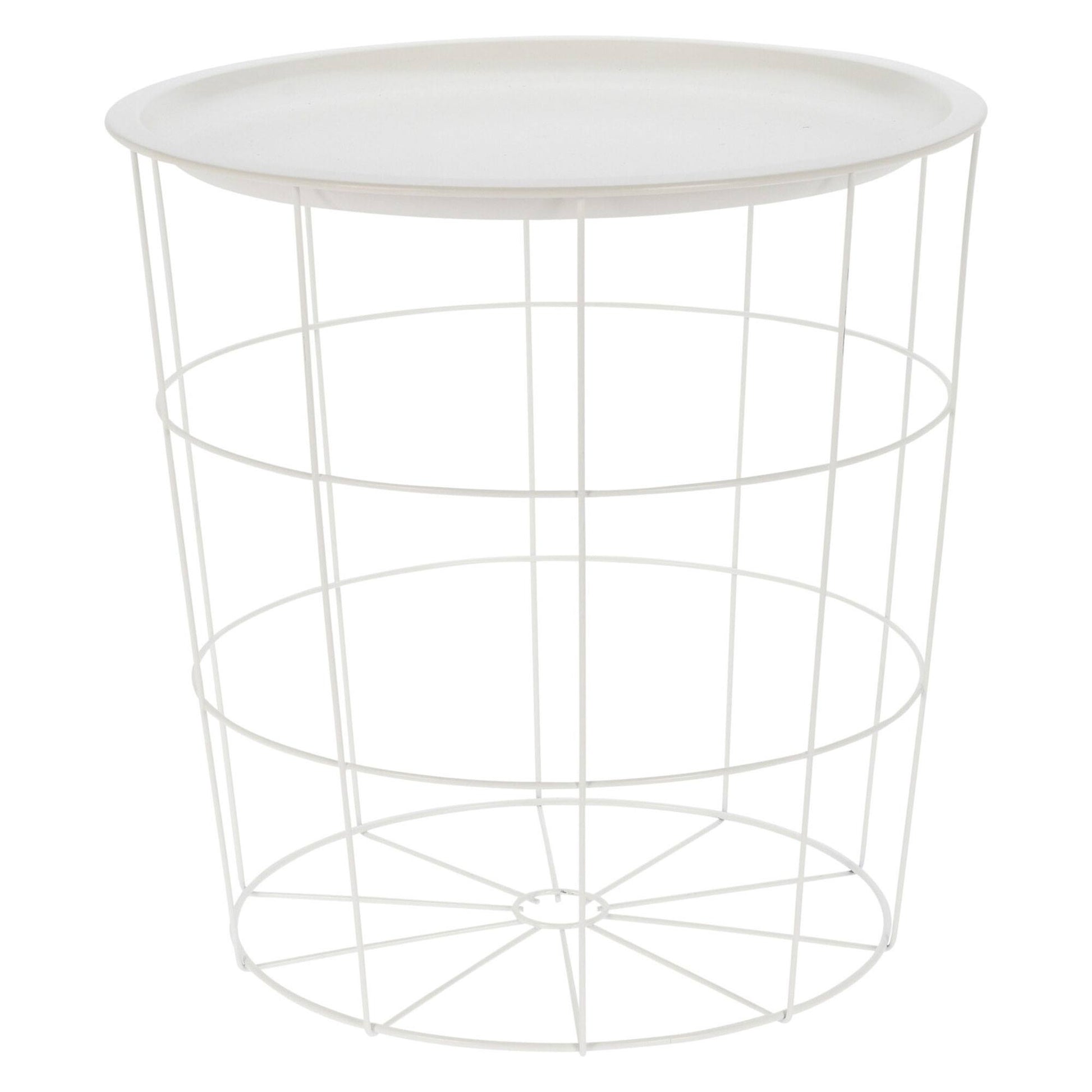 Well Home Mesa Auxiliar En Metal Color Blanco Ø40x40cm