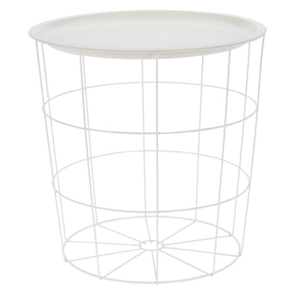 Well Home Mesa Auxiliar En Metal Color Blanco Ø40x40cm