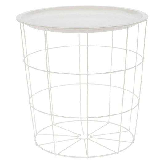 Well Home Mesa Auxiliar En Metal Color Blanco Ø40x40cm