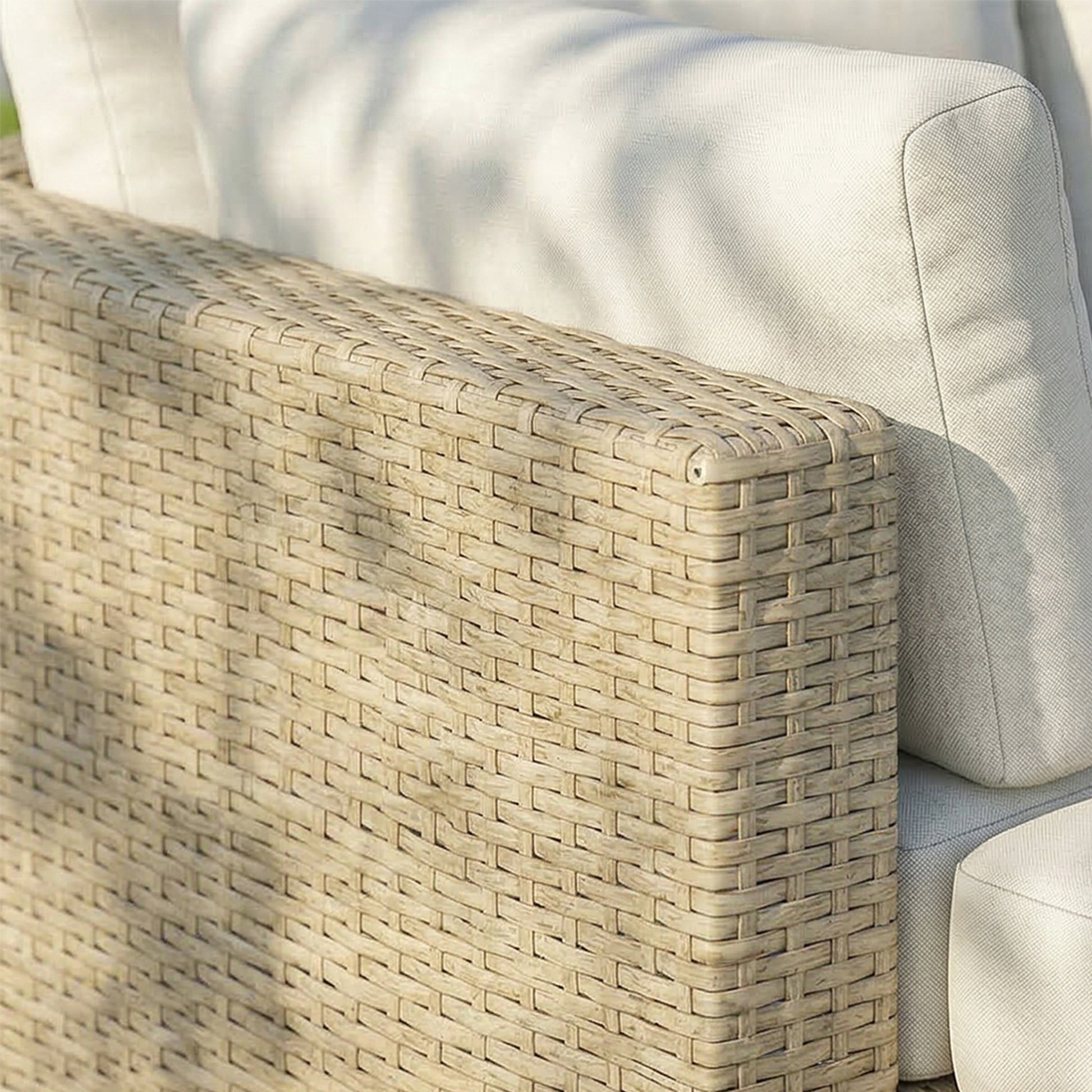 Outsunny Conjunto Muebles Jardín Exterior De Ratán De 3 Piezas Cojines Beige_4