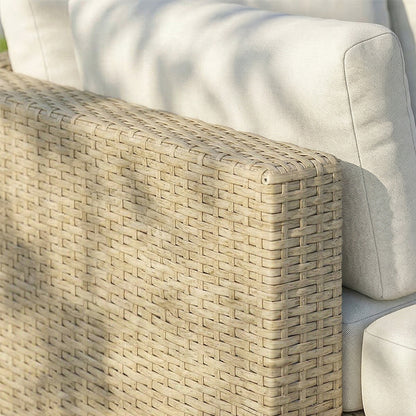 Outsunny Conjunto Muebles Jardín Exterior De Ratán De 3 Piezas Cojines Beige_4
