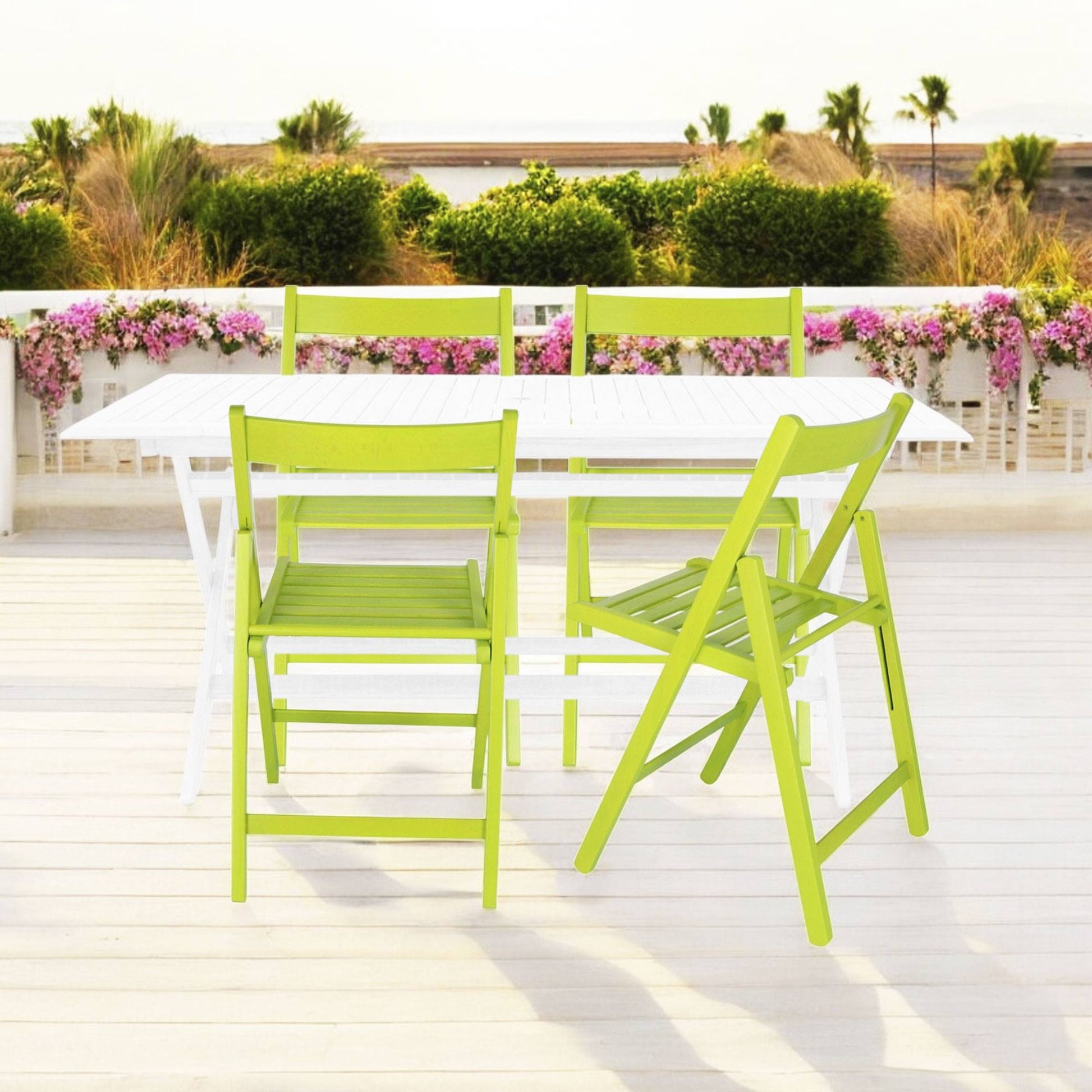 Well Home Mobiliario & Decoración - Pack 4 Sillas Bas En Madera De Haya, Acabado Verde