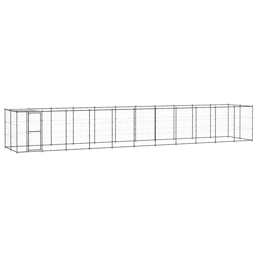 Vidaxl Perrera De Exterior De Acero Con Techo 26,62 M²_0