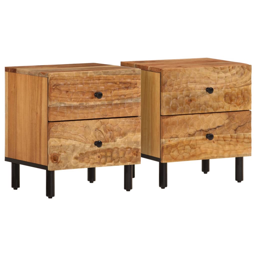 Mesitas De Noche 2 Uds Madera Maciza De Acacia 40x33x46 Cm_0
