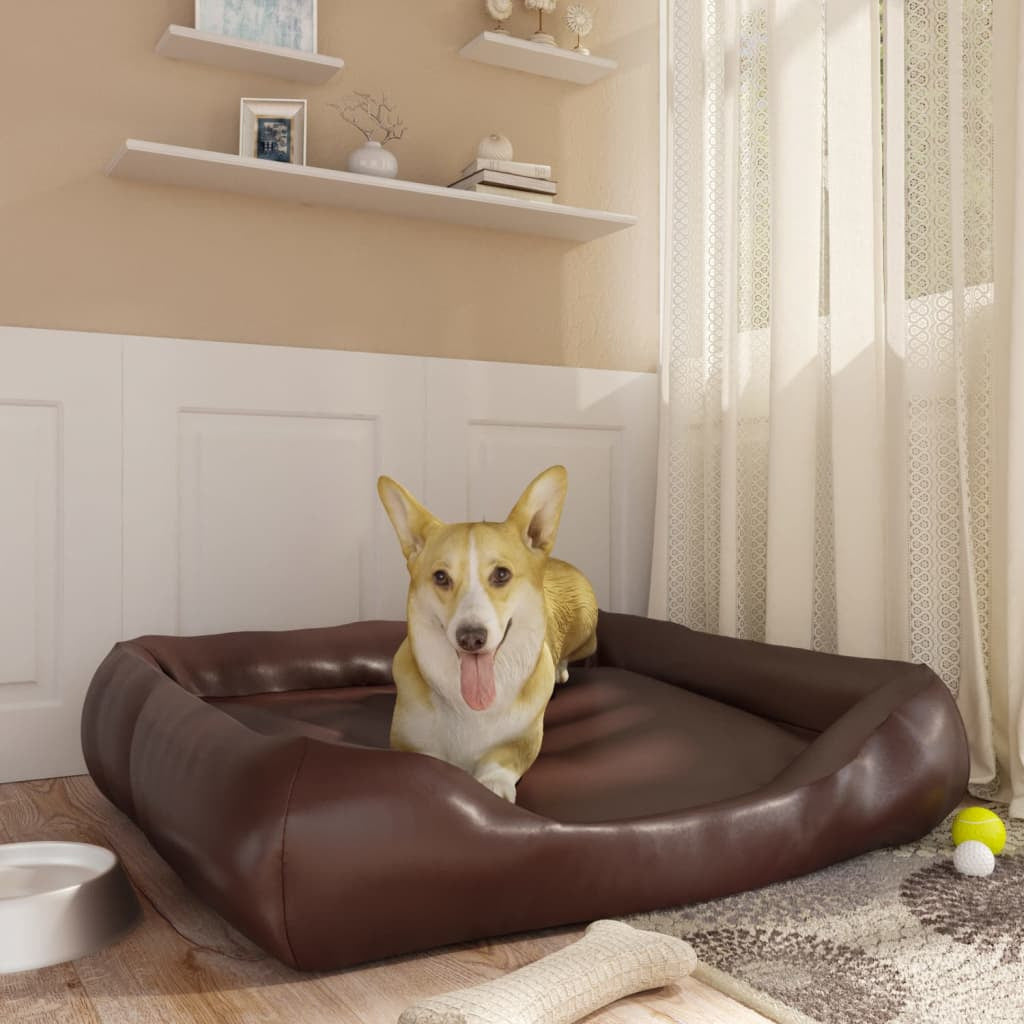 Vidaxl Cama Para Perros De Cuero Sintético Marrón 80x68x23 Cm_1