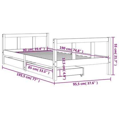 Vidaxl Estructura De Cama Infantil Con Cajones Madera Blanco 90x190 Cm_2