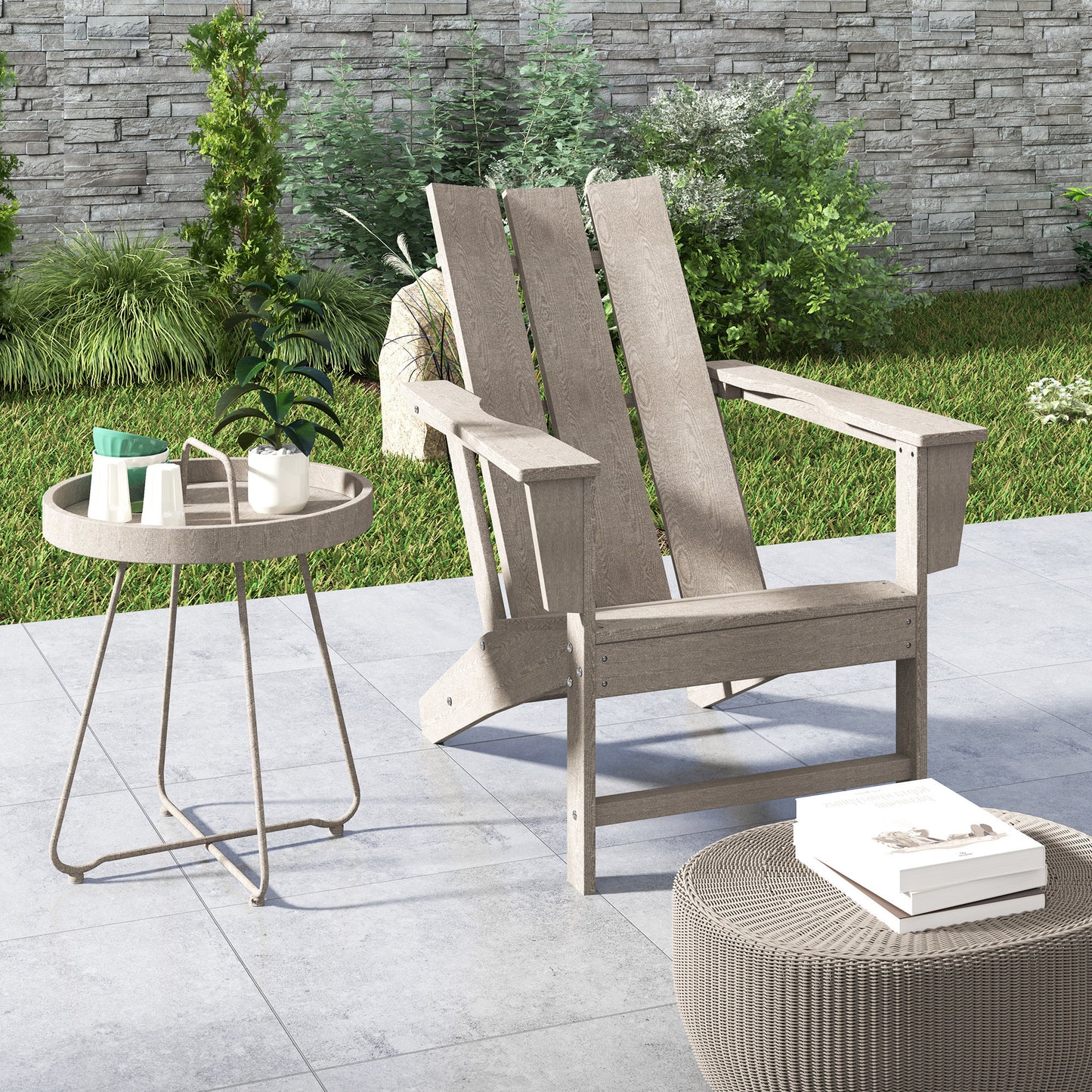 Outsunny Silla Adirondack Exterior Carga 120 Kg 75x83x90 Cm Gris Oscuro_4