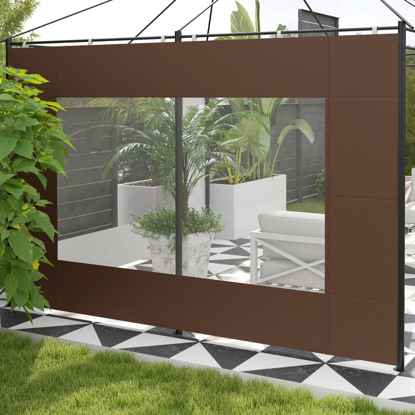 Outsunny Paredes Laterales Para Carpa De 2 Paneles 295x195 Cm Marrón_3
