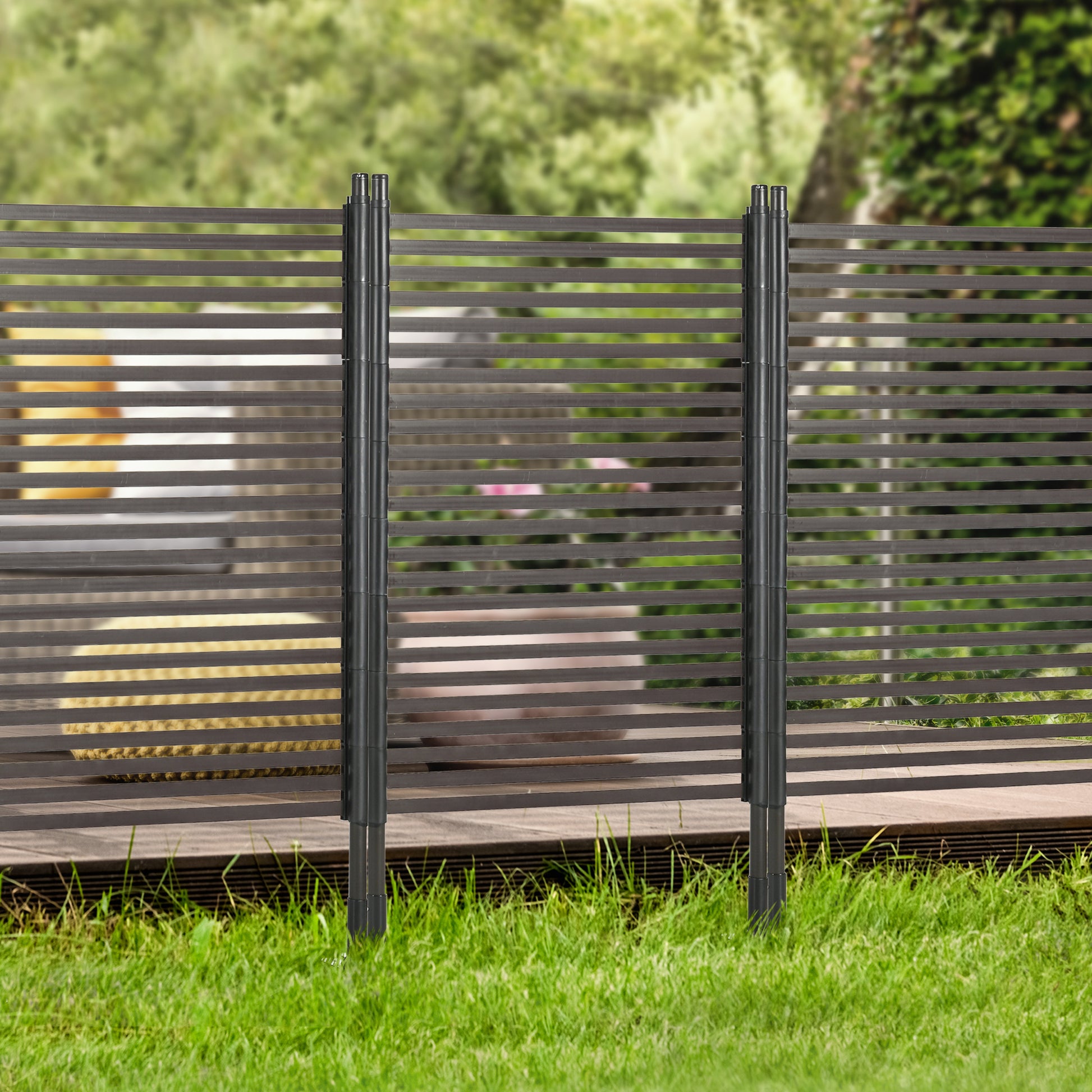 Outsunny Valla De Jardín De Acero Con Revestimiento De Pe 93x22x150 Cm Marrón_3