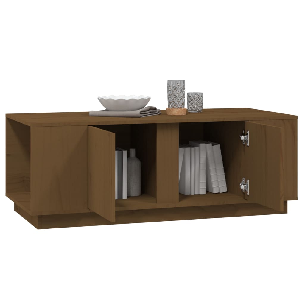 Mesa De Centro Madera Maciza De Pino Marrón Miel 110x50x40 Cm_2