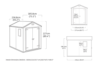 Caseta De Exterior Manor 6x8 De Keter. 185,8x236,8x227 Cm - Gris_2