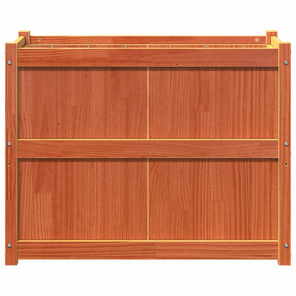 Jardinera Exterior Madera Maciza Pino Marrón Cera 90x50x70 Cm_4