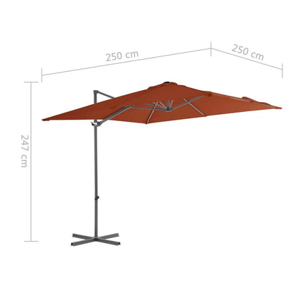 Vidaxl Sombrilla Jardín Voladiza Palo De Acero Terracota 250x250 Cm_2