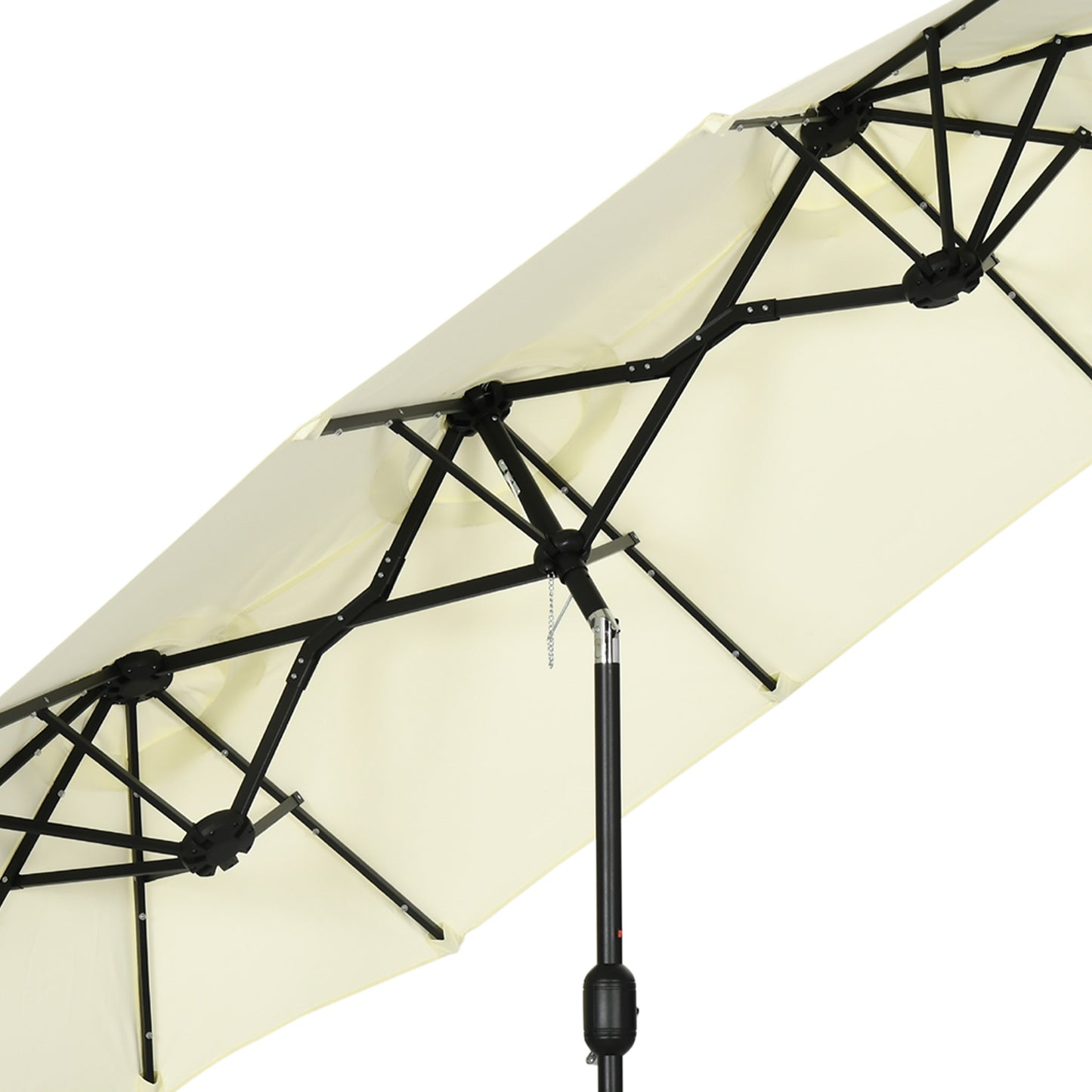 Outsunny Sombrilla Doble Con Luces Led 280x146x227 Cm Inclinación De 45° Beige_4