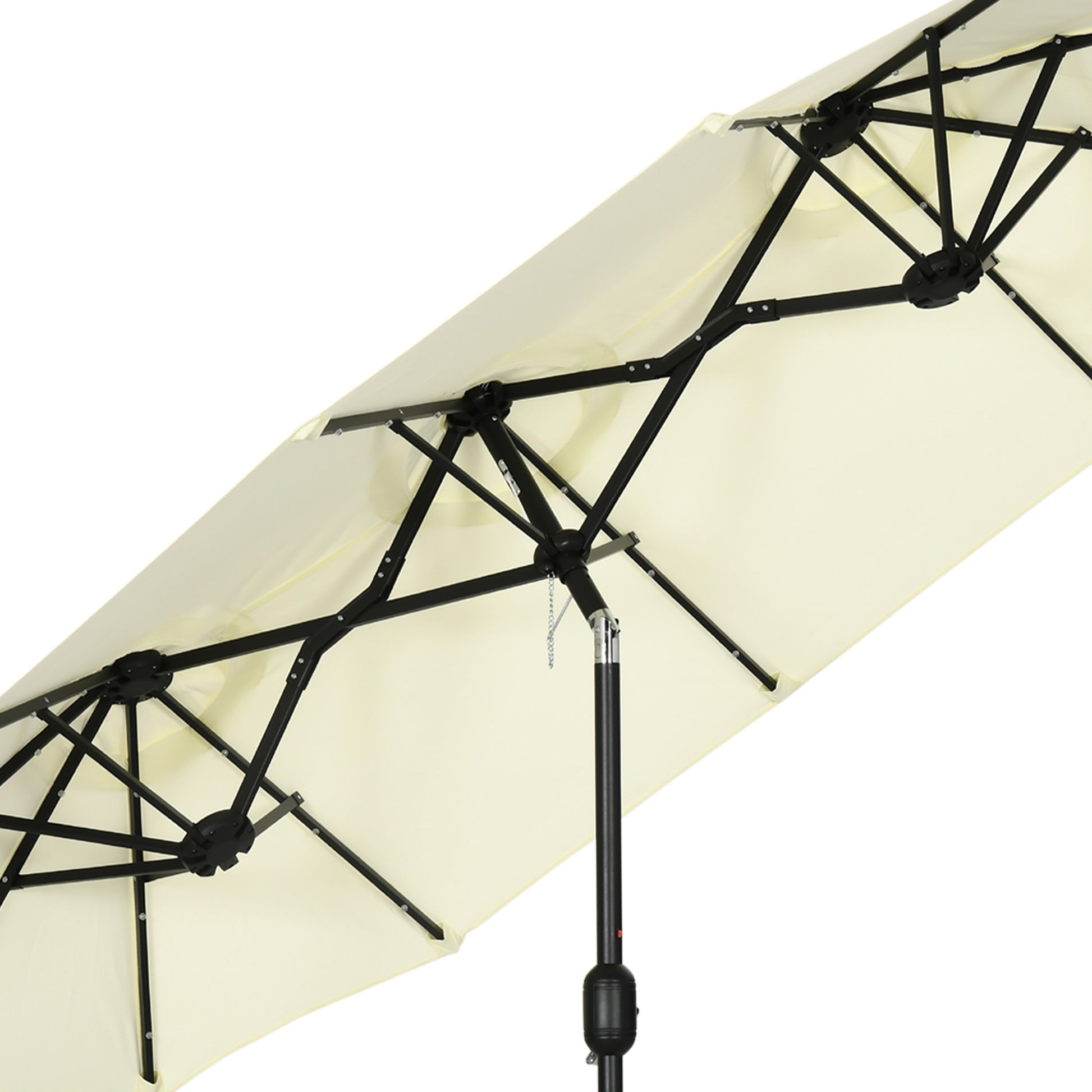 Outsunny Sombrilla Doble Con Luces Led 280x146x227 Cm Inclinación De 45° Beige_4