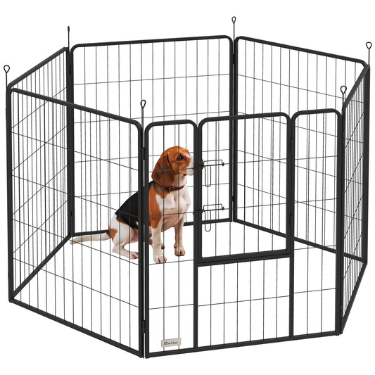 Pawhut Parque Para Perros De 6 Paneles De 100 Cm De Altura Con Puerta Negro_0
