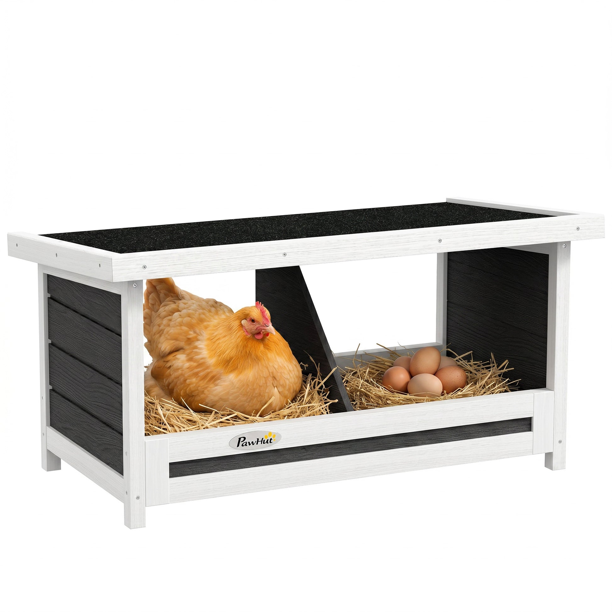 Pawhut Ponedero Para Gallinas De Madera Con 2 Departamentos Gris_0