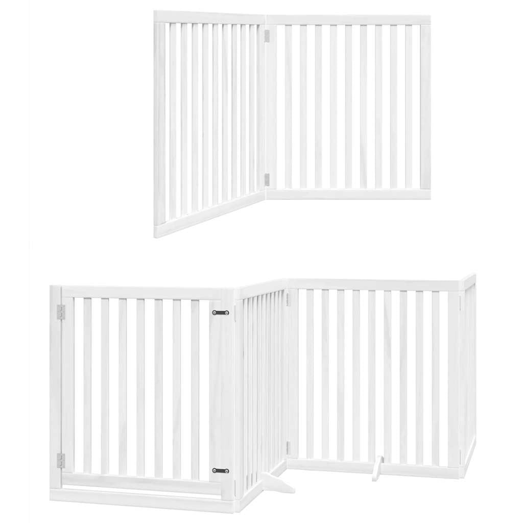 Vidaxl Puerta De Perros Plegable 8 Paneles Madera Álamo Blanca 640 Cm_2