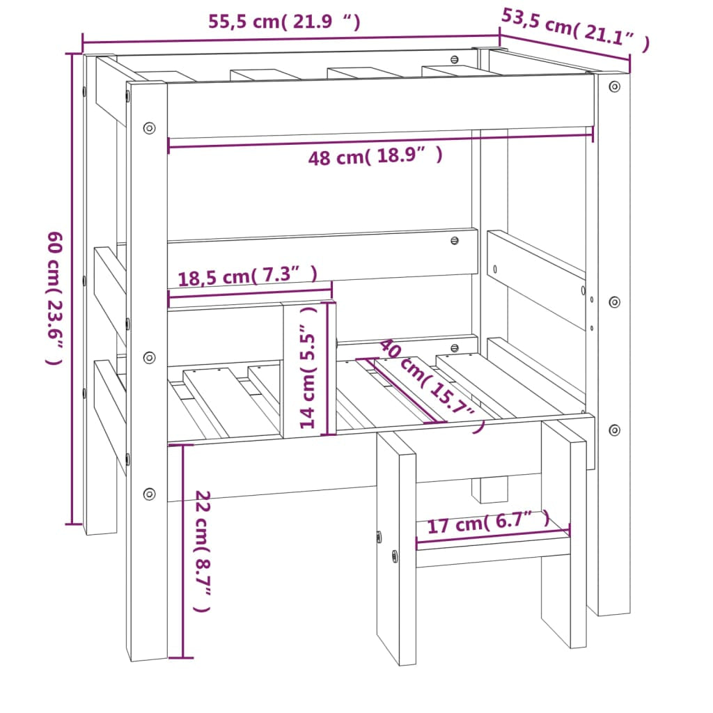 Vidaxl Cama Para Perros Madera Maciza De Pino 55,5x53,5x60 Cm_2