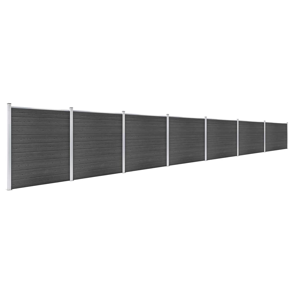 Juego De Paneles De Valla Wpc Negro 1218x186 Cm / Vetonek_3