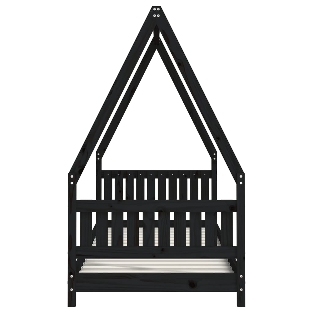 Estructura De Cama Para Niños Madera De Pino Negro 80x200 Cm / Vetonek_1