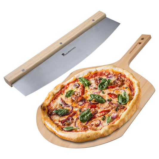 Set Compuesto Por Cortador De Pizza + Tabla De Corte En Madera Masterpro_0