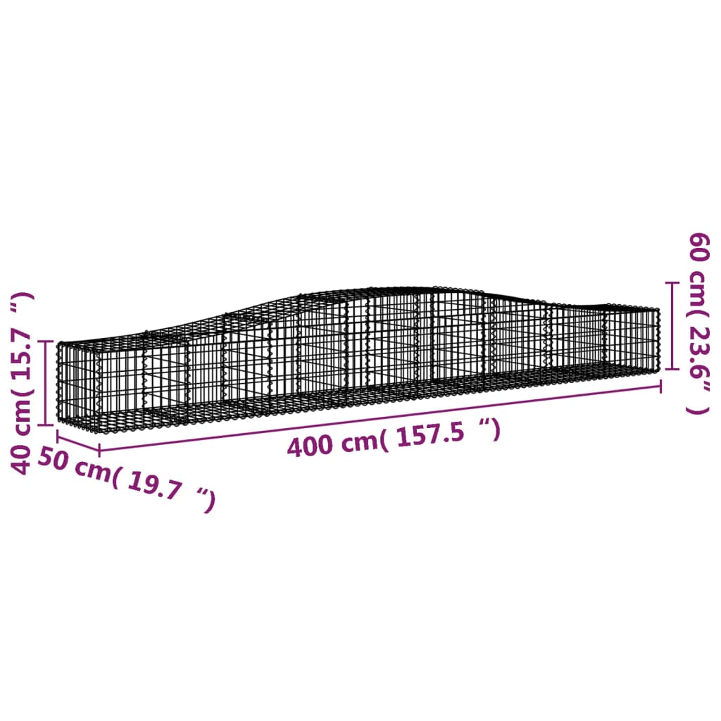 Cestas De Gaviones 25 Uds Forma De Arco Hierro 400x50x40/60 Cm_5