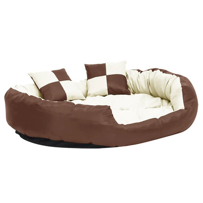 Vidaxl Cojín Para Perro Reversible Y Lavable Marrón Crema 110x80x23 Cm_0