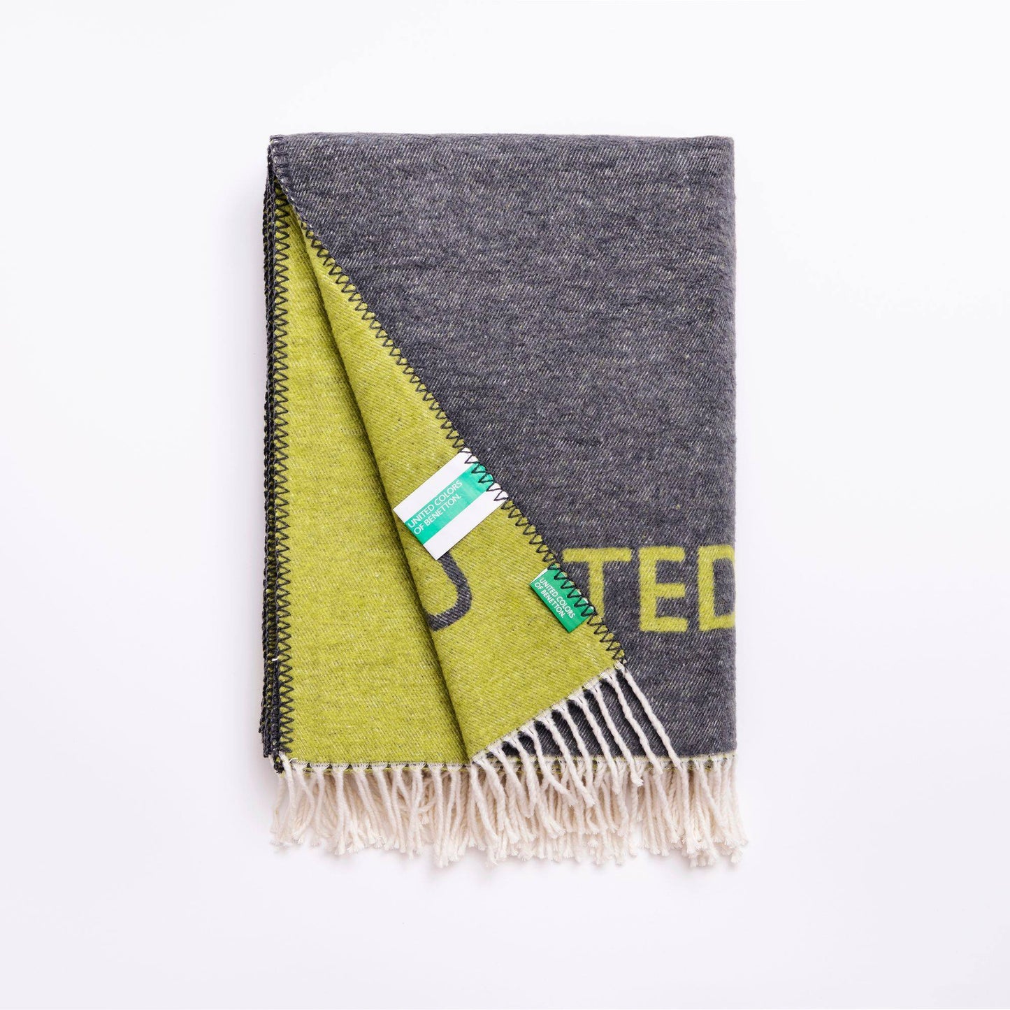 Manta 140x190cm 320gsm 60%algodón 40%acrílico En Marrón Y Verde Con Logo