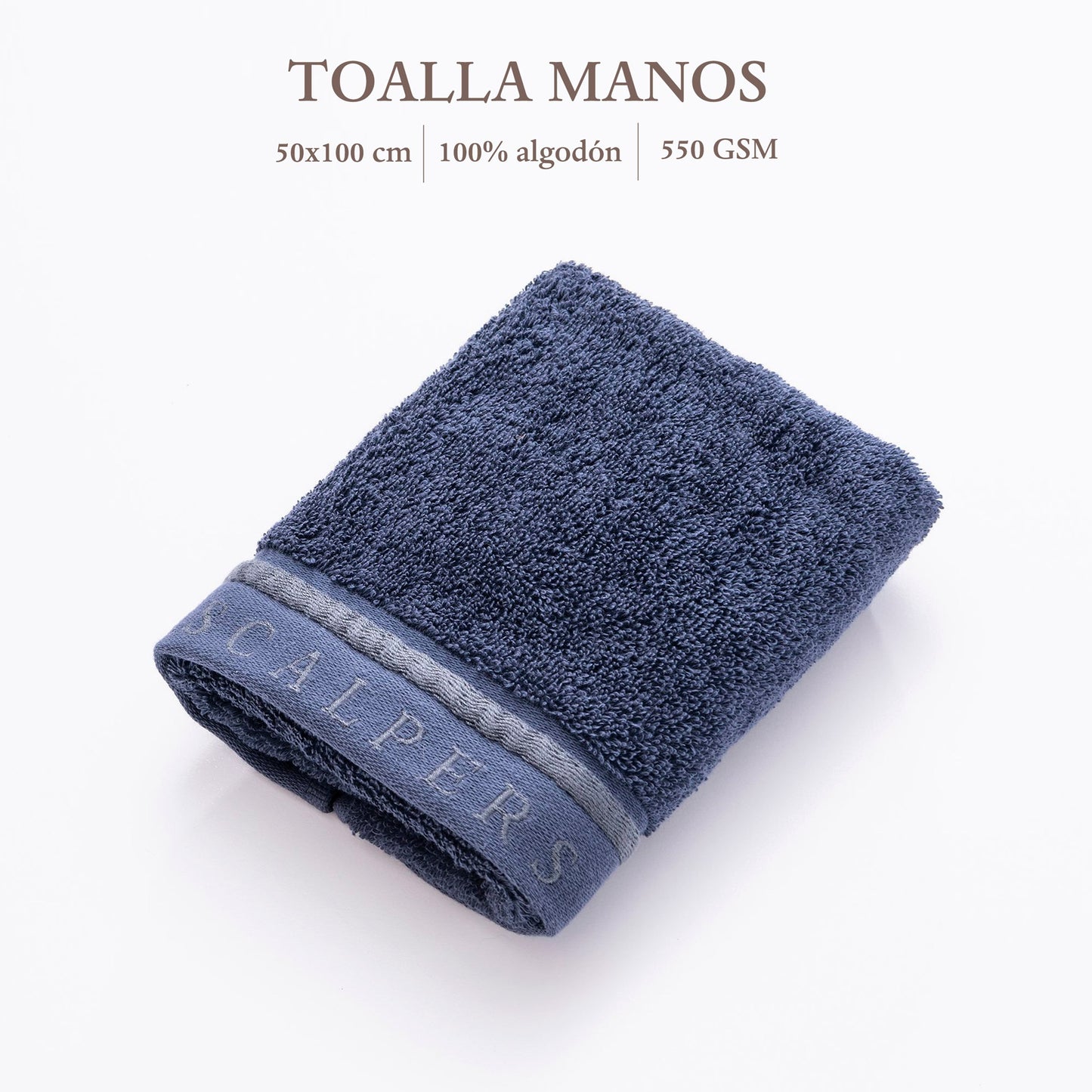 Toalla De Manos 50x100cm 100% Algodón Azul Navy 550gsm Con Rayas Scalpers Home_1