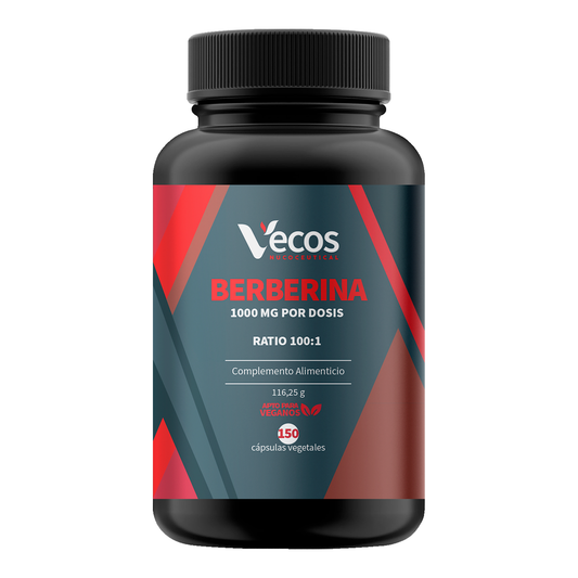 Berberina 1000 Mg 100:1 Vecos 150 Cápsulas | Control De Glucosa Y Metabolismo | Con Cromo Y Piperina 95%_0
