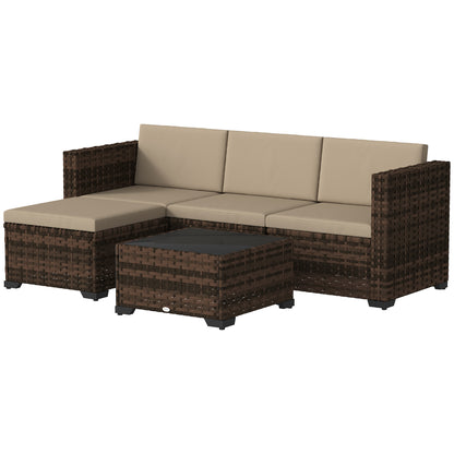 Outsunny Conjunto Muebles Jardín Exterior De Ratán 5 Piezas Cojines Caqui_4