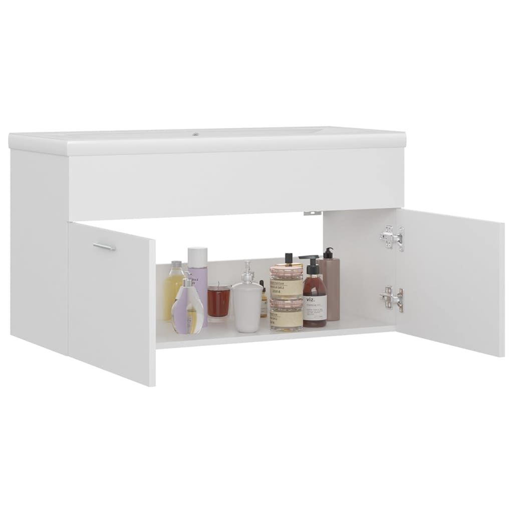 Mueble Con Lavabo Madera De Ingeniería Blanco_3