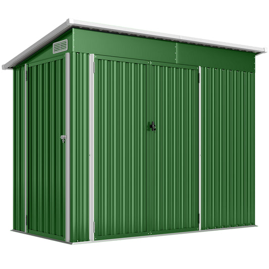 Outsunny Caseta De Jardín Exterior 2,7 M² 234x132x185 Cm Triple Puerta Verde_0