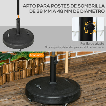 Outsunny Base De Sombrilla De Resina 25 Kg Con Ruedas Y Asa Retráctil Ø53x41cm_3