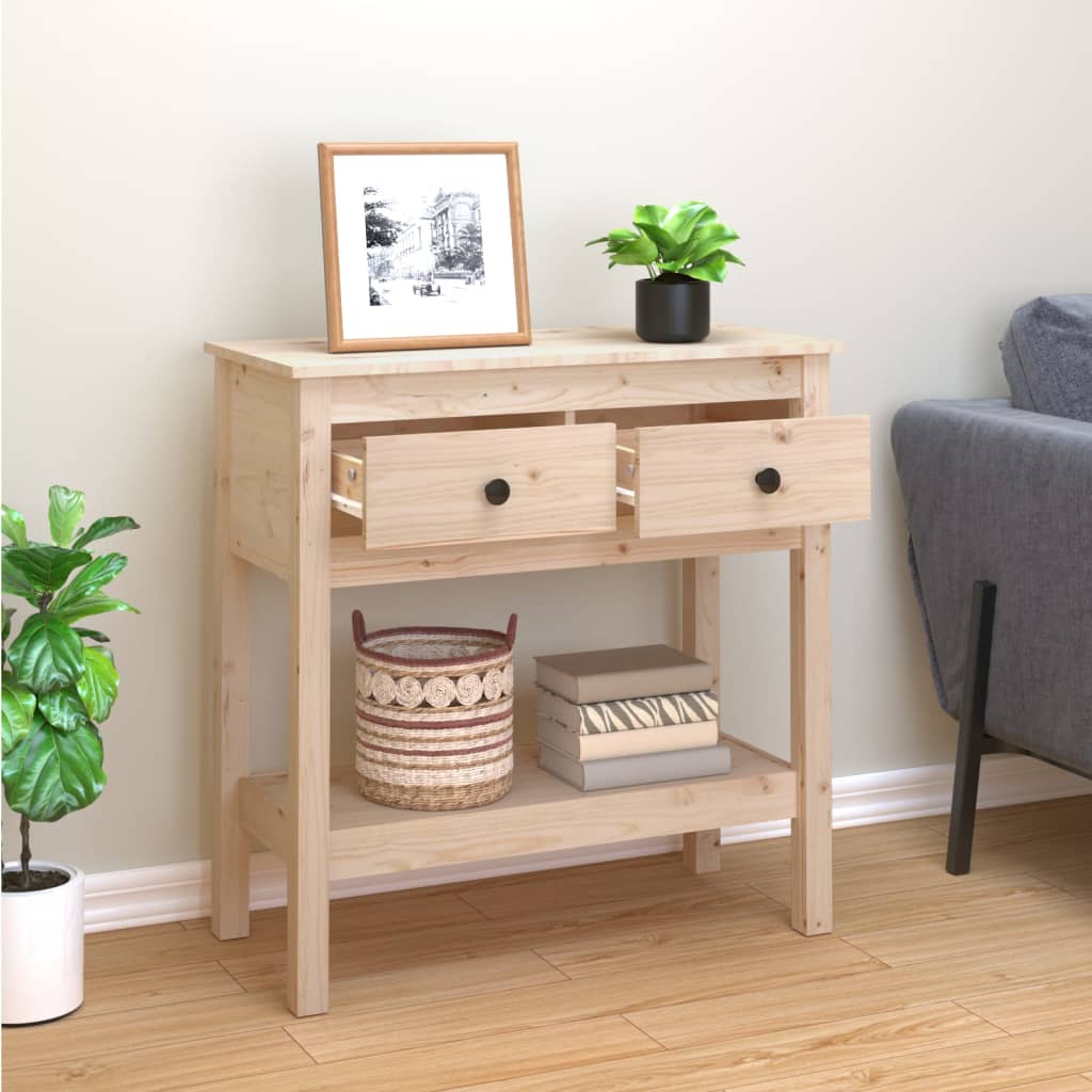 Mesa Consola Madera Maciza De Pino 75x35x75 Cm_1