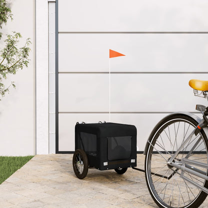 Remolque De Bicicleta Mascotas Hierro Tela Oxford Negro_1
