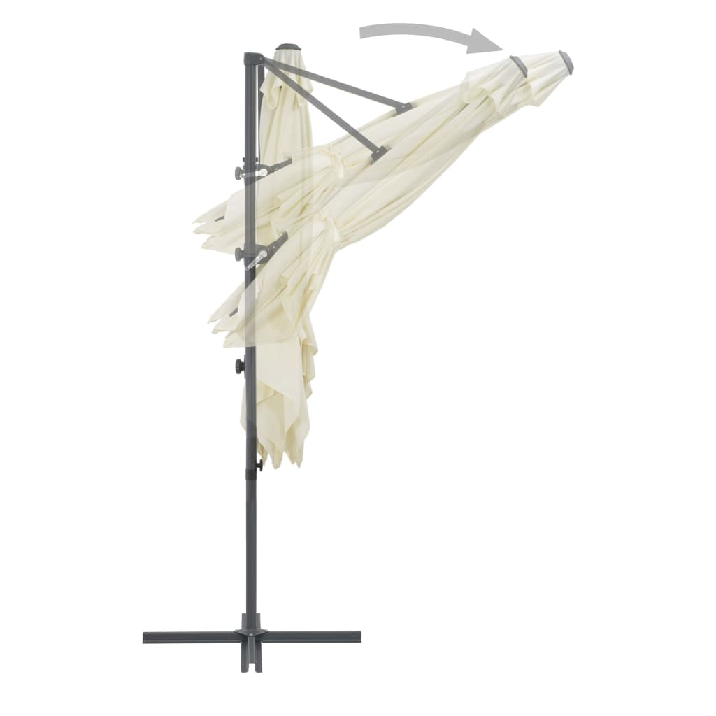 Vidaxl Sombrilla De Jardín Voladiza Con Palo De Acero Arena 250x250 Cm_3