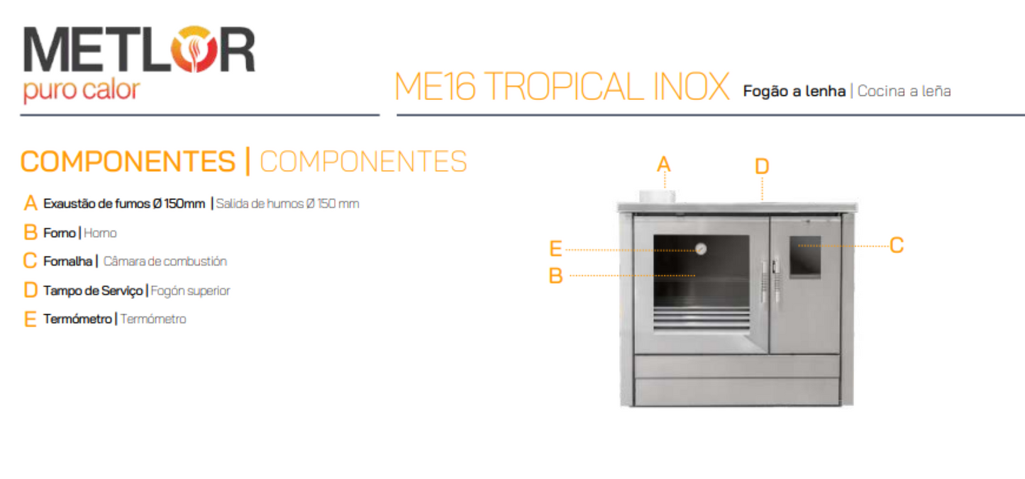 Cocina Tradicional De Leña Modelo Me16 Inox Pv_4