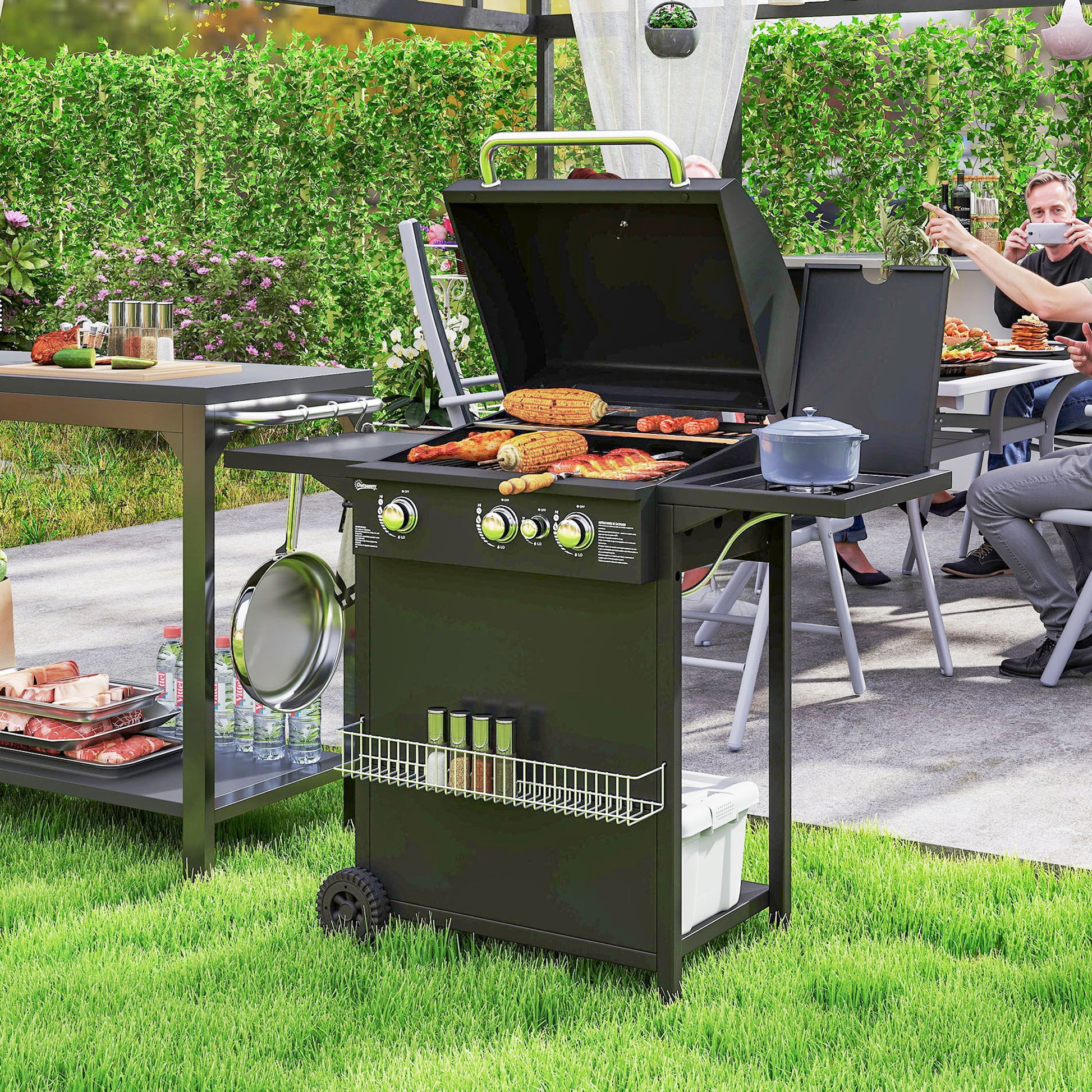 Outsunny Barbacoa De Gas Bbq Gas Con 3+1 Quemadores 8_1