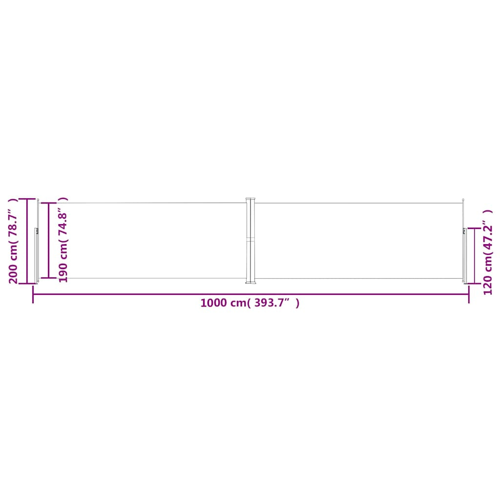 Vidaxl Toldo Lateral Retráctil Crema 200x1000 Cm_2