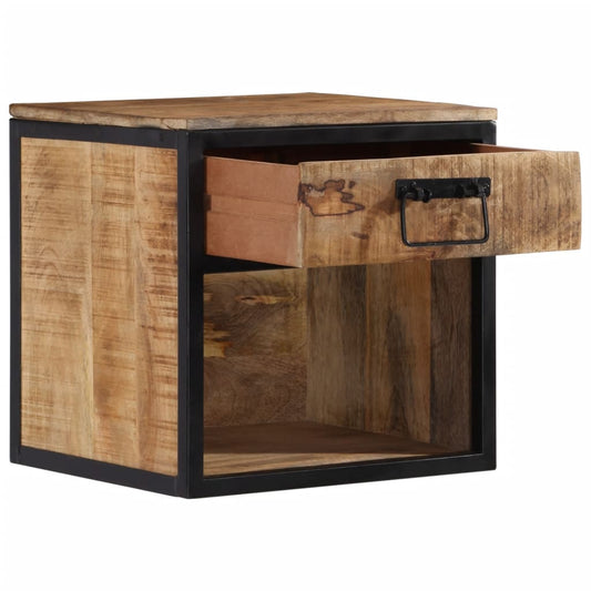 Mesita De Noche Madera Maciza De Mango 40x35x40 Cm_0