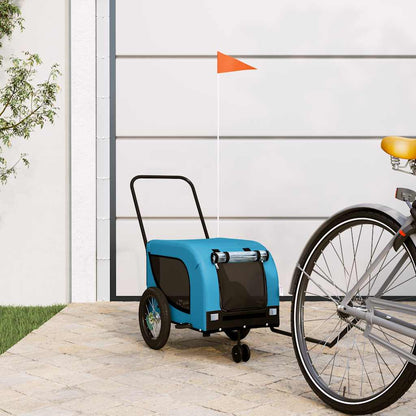 Remolque De Bicicleta Mascotas Hierro Tela Oxford Azul Negro_1