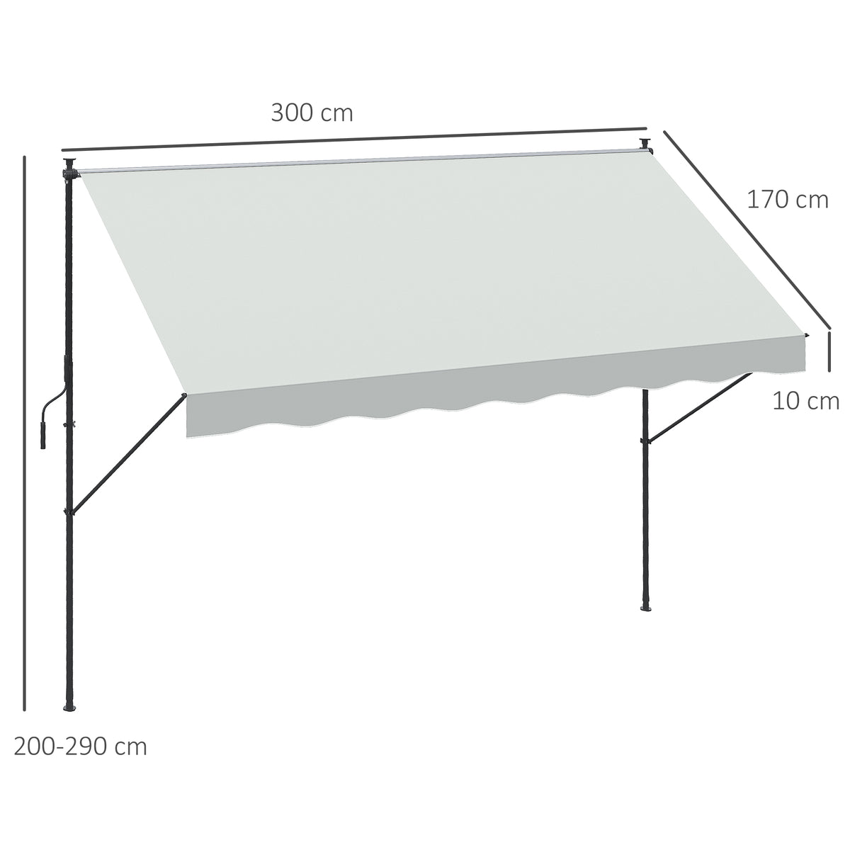 Toldo Manual Retráctil Con Manivela Outsunny 300x170x290 Cm Crema_2