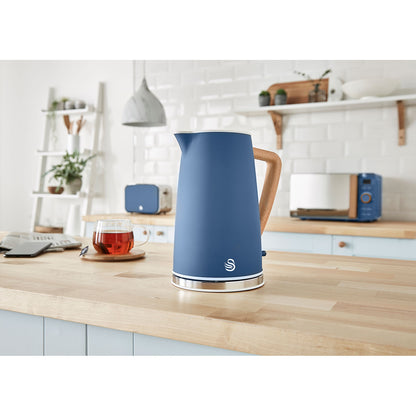Swan Set Desayuno, Hervidor Agua 1,7 L, Tostadora Ranura Ancha 2 Rebanadas, Diseño Nordic, Stp2090bluneu, Azul 2200w_1