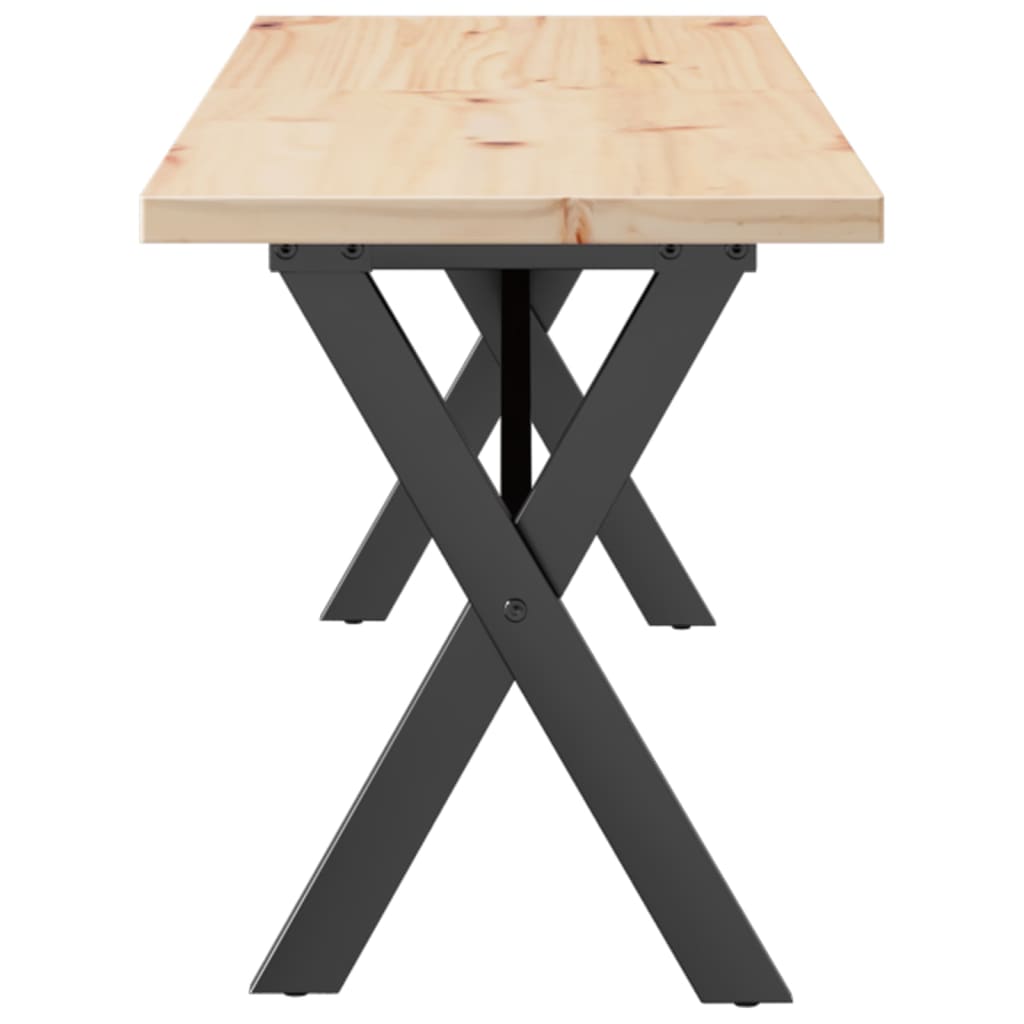 Mesa De Centro Marco X Madera Maciza Pino Y Acero 160x40x45,5cm_3