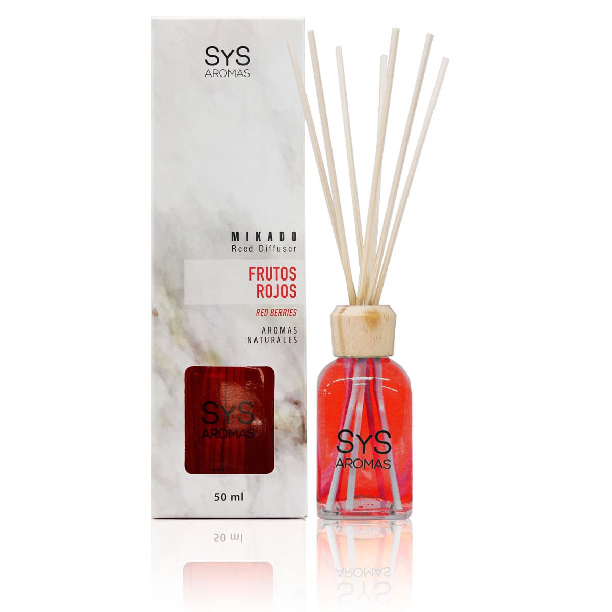 Ambientador Mikado Frutos Rojos Mármol SYS Aromas 50 ml | Aroma Afrutado y Dulce | Estimulante_0